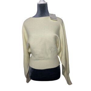 &Merci Womens Small Cream Ribbed Knit Sweater NWT